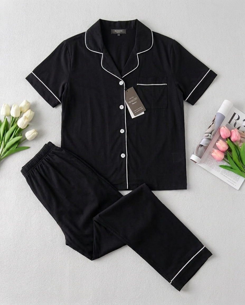 Mango Women's Night Suit Set, Black