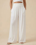 MANGO Wide-Leg Linen Blend Pants,, White