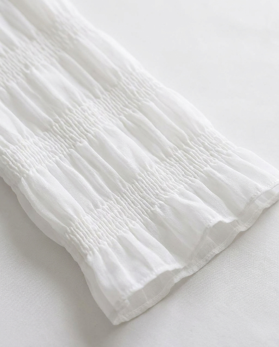 Lightweight Pleated Cardigan, White