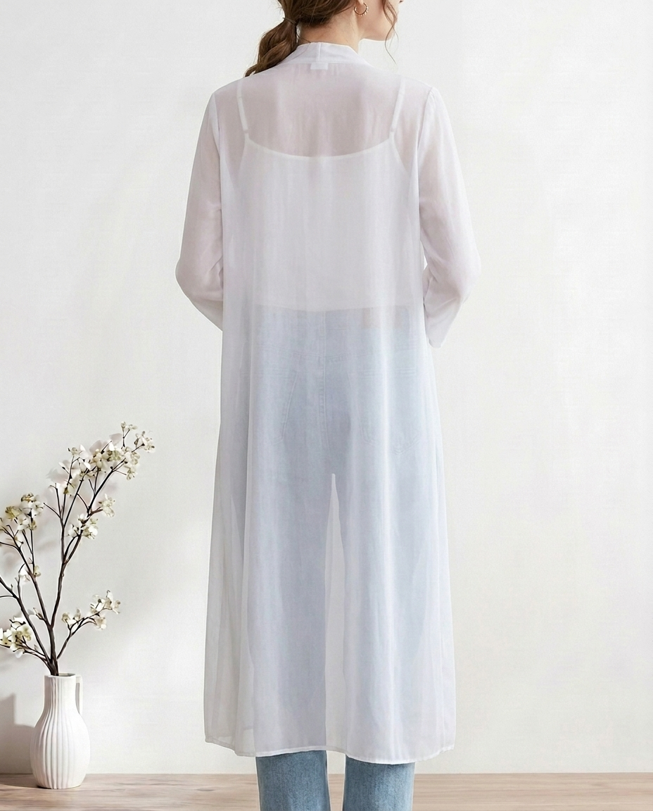 Chiffon Wrap Kimono, White