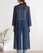 Chiffon Wrap Kimono, Navy
