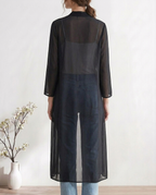 Chiffon Wrap Kimono, Black