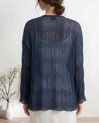 Lightweight Pleated Cardigan, Navy