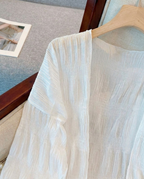 Lightweight Pleated Cardigan, White