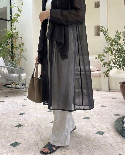 Chiffon Wrap Kimono, Black