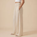 Mango Wide-Leg Linen Blend Pants, Beige