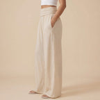 Mango Wide-Leg Linen Blend Pants, Beige