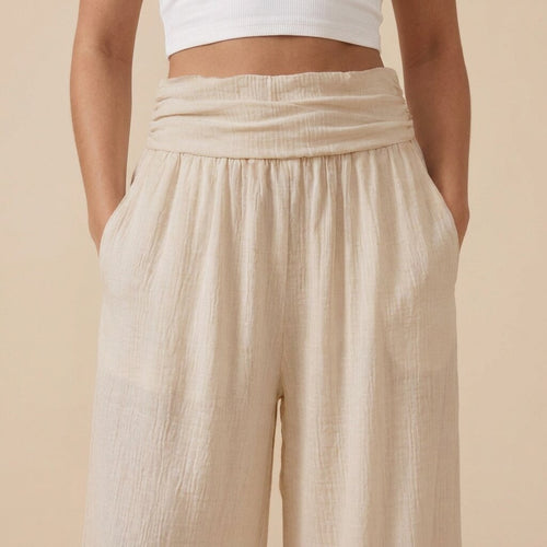 BANANA REPUBLIC Wide-Leg Linen Blend Pants, Beige