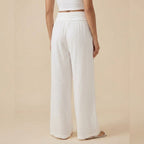 MANGO Wide-Leg Linen Blend Pants,, White
