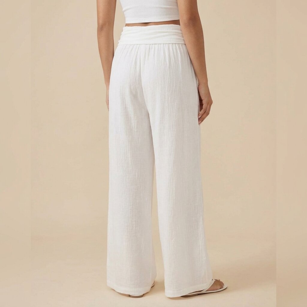 Mango Wide-Leg Linen Blend Pants,, White
